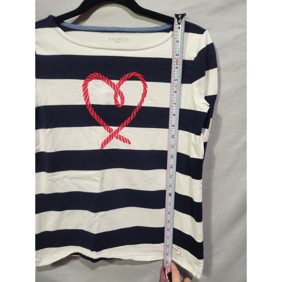 Authentic Talbots Nautical Stripe Rope‎ Heart Valentines Boat Neck Petite - Picture 6 of 6